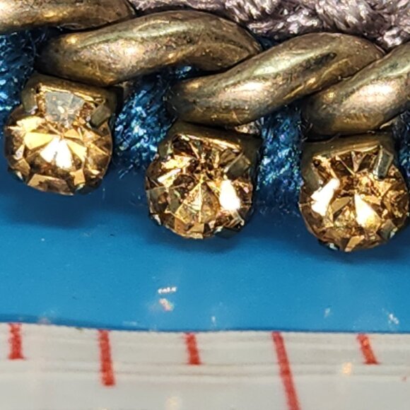 Y2K BOHO crouched lace band under brass chain with glass amber beads - Picture 8 of 16